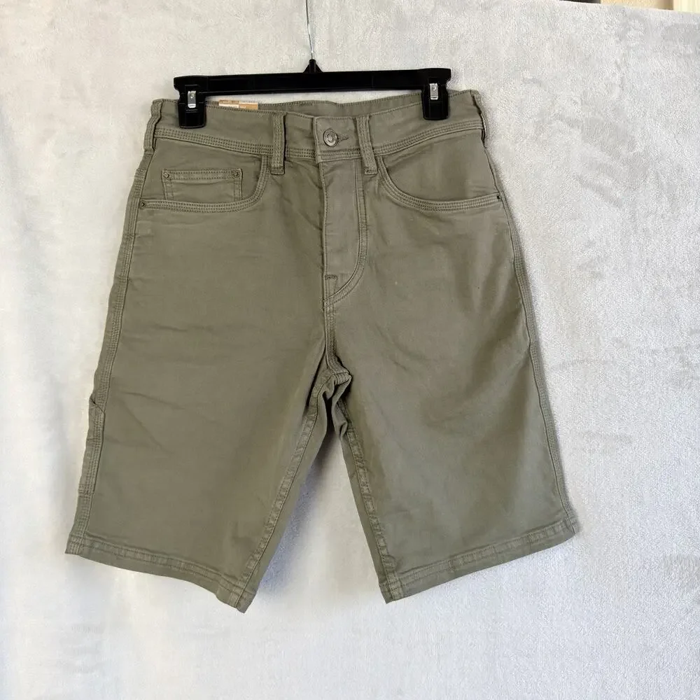 prAna Station Shorts Men’s 28 Rye Green Organic Cotton Stretch Twill NWT 11”